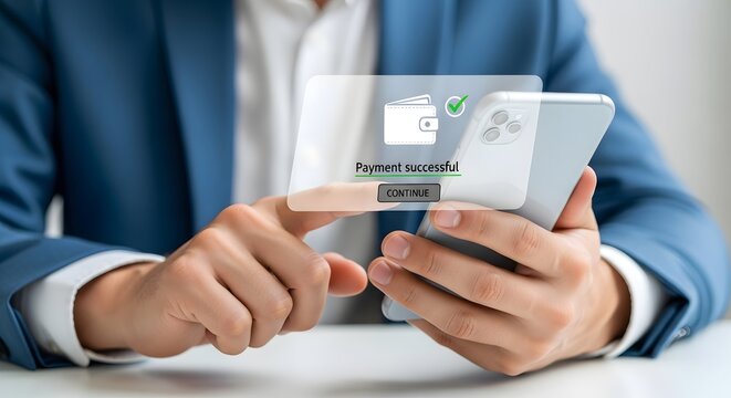 Mobile payment successful online transaction e commerce digital wallet app confirmation pay