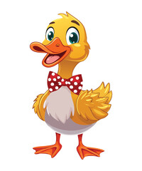 Dapper Yellow Duck Wearing a Red Polka Dot Bow Tie