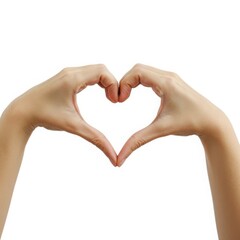 Obraz premium Two hands forming a heart shape isolated on white background
