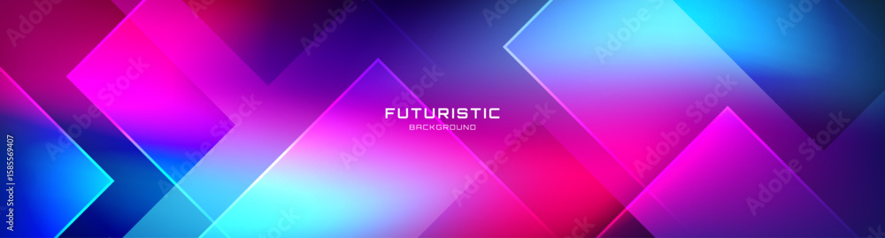 Poster 3d colorful abstract background overlap layer on dark space with glowing squares effect decoration. 