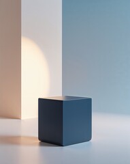 open box on blue background