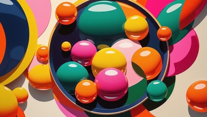 Geometric Circle Composition with Flat Colors