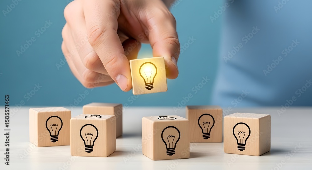 Poster creative idea innovation concept light bulb inspiration solution problem solving thinking process