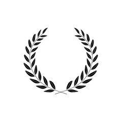 black and white laurel wreath, vector style on transparent background PNG