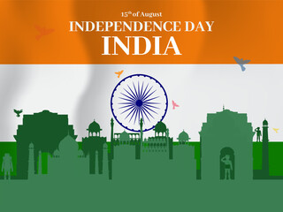 Happy Independence day celebration background design with tricolor flag vector illustration.