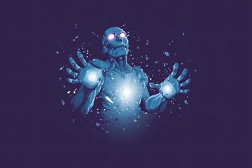 Fototapeta premium Artificial intelligence being creating energy and powering up