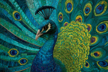 Vibrant peacock displaying colorful feathers in a nature setting, highlighting beauty and elegance in wildlife at midday