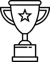 illustration of a trophy with star, champion cup outline, award icon