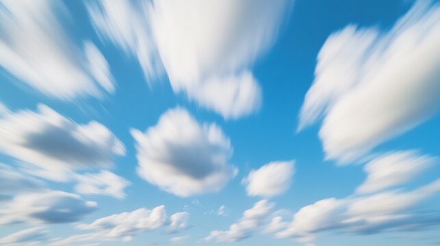 An explosive zoom effect captured in a dynamic abstract sky with moving clouds