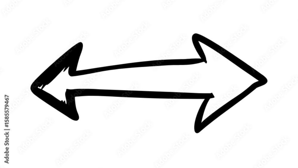 Aufkleber drawn double arrow vector graphic for direction indication and navigation design element in black an