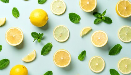 パステルの柑橘とミント