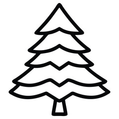 Fototapeta premium Isolated christmas tree illustration in simple outline style for design projects