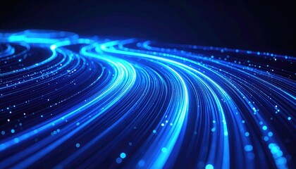 Abstract swirling blue light trails