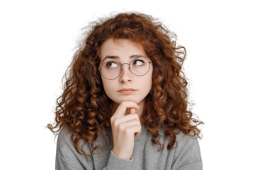 Thoughtful Woman with Glasses