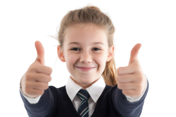 Schoolgirl Giving a Thumbs Up