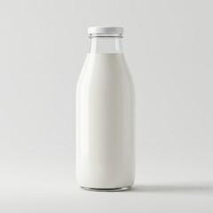 Mockup de Garrafa de Leite de Vidro Sem Rótulo em Fundo Branco

