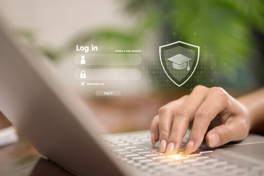 E-learning Login and Education Security Concept