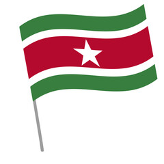 Suriname national flag flutters with flagpole