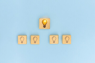 Creative Leadership and Innovation Light Bulb Wooden Blocks
