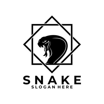 Snake with line shape logo design vector template