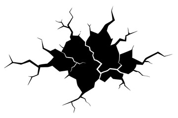 wall fracture texture effect silhouette vector illustration 