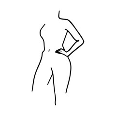 Women's figure silhouette drawn in line art style