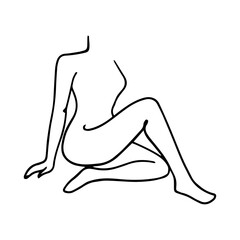Women's figure silhouette drawn in line art style