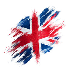 A watercolor painting of the union jack flag creates a patriotic and artistic representation of great britain isolated on transparent background