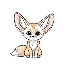 Obraz premium Cartoon Fennec Fox on White Background