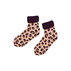 Beige Socks with Bold Leopard Design