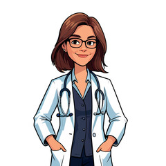 A smiling young woman doctor with a stethoscope embodies professional healthcare and compassionate medical care