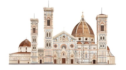 Naklejka premium Architecture illustration cathedral building.
