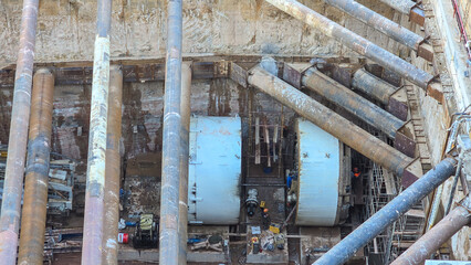 Construction of metro station of passage shield was prepared for digging of tunnel. Tunneling...