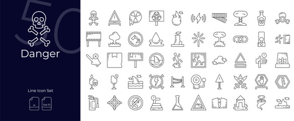 Danger Line Editable Icons set. Vector illustration in modern thin line style of danger icons: danger, alert, hazard, etc