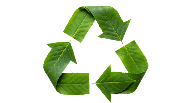 Sustainable Living: A Vibrant Green Recycling Symbol on transparent background
