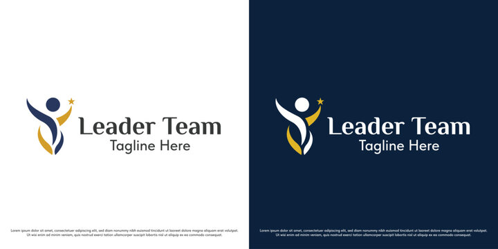 Leader team business logo design illustration vector. Corporate career achievement silhouette. Simple abstract vector icon symbol.