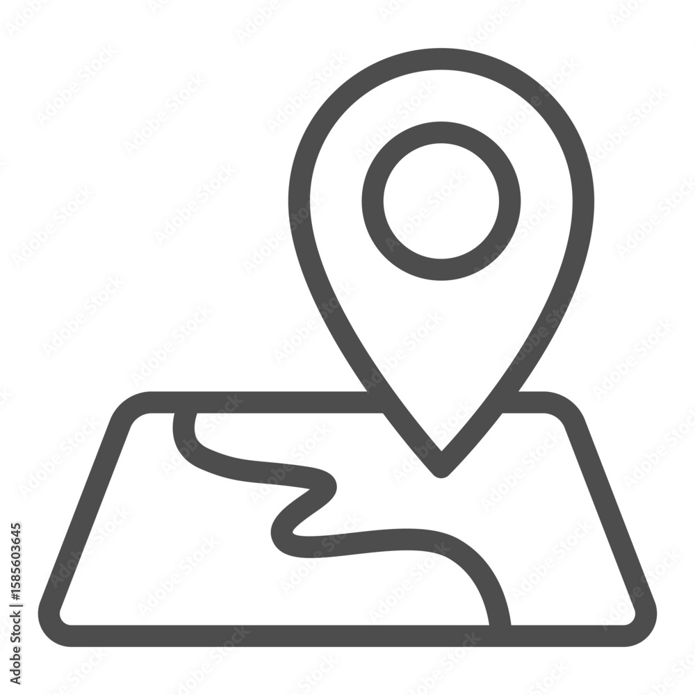 Aufkleber map with road and location pin line icon, learners permit concept. vector graphics. route and pointe