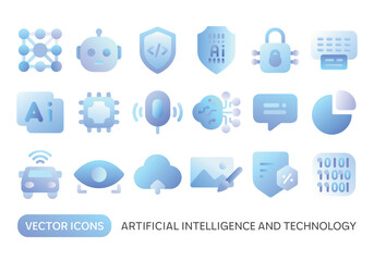vector icons artificial intelligence and technology. generated ai