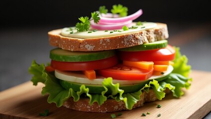 sandwich with ham and vegetables