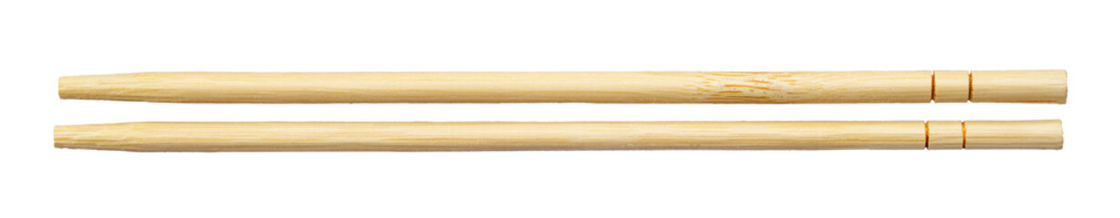 Wooden chopsticks or Two natural bamboo chopsticks. Disposable bamboo chopsticks. PNG transparency