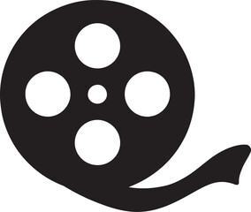 Silhouette vector of a classic film reel icon, ideal for movie, cinema, or video production themed designs.