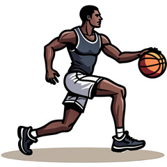 Sports Action Vector SVG Illustration of Basketball Player in Dynamic Pose in Flat Modern Style with Bold Colors