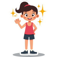 Cute Cartoon Vector SVG Illustration of Girl with Sparkles in Modern Flat Style for Kids Branding and Digital Media