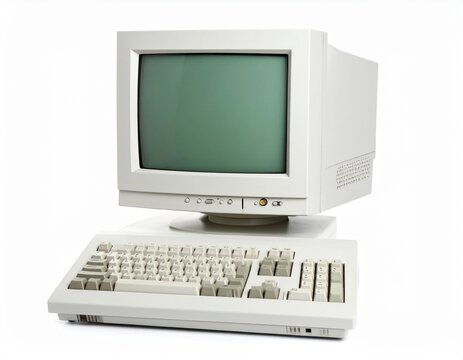 Old personal computer isolated on white background