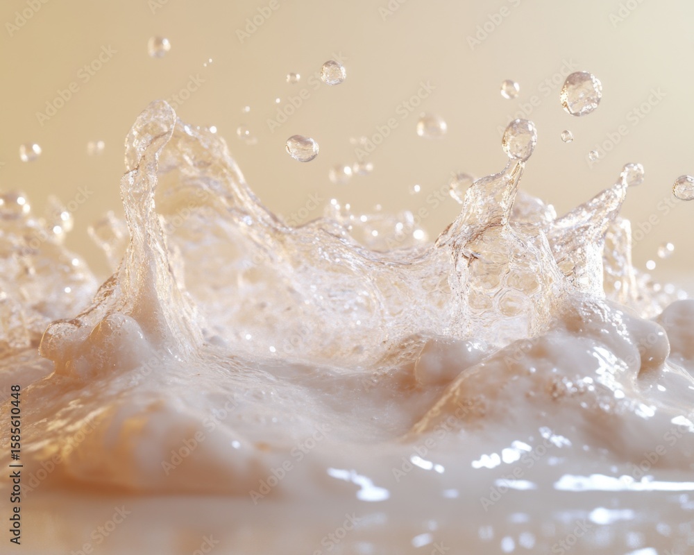 Poster dynamic macro shot of pure water splash with rising droplets water splash pure dynamic macro droplet