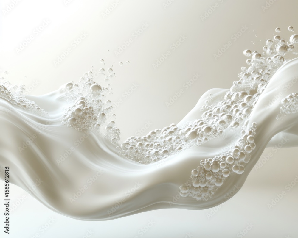 Poster macro abstract white liquid texture with waves and bubbles liquid texture macro bubbles abstract tea