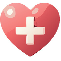 Fototapeta premium Icon Vector SVG Heart with Plus Sign in Modern Flat Style in Red Pink Colors