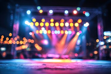 Blurred stage lights show vibrant colors