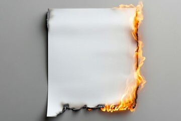Burnt white paper edge fire effect flame.