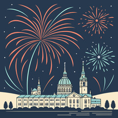 fireworks over the city